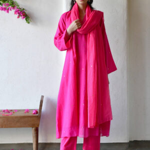 Dark Pink Floral Printed Kurta