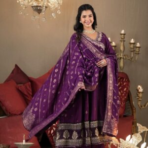 Heavy maslin fabric with handwork three-pc digital printing dupatta set