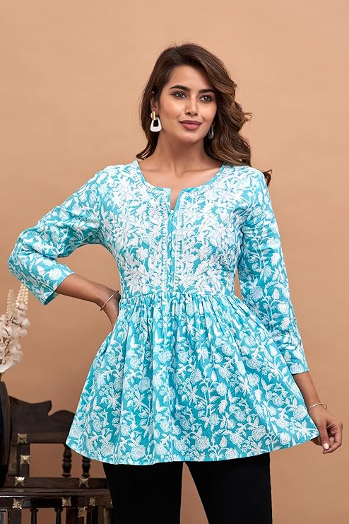 Women’s Cotton Printed Embroidered Top - Image 3