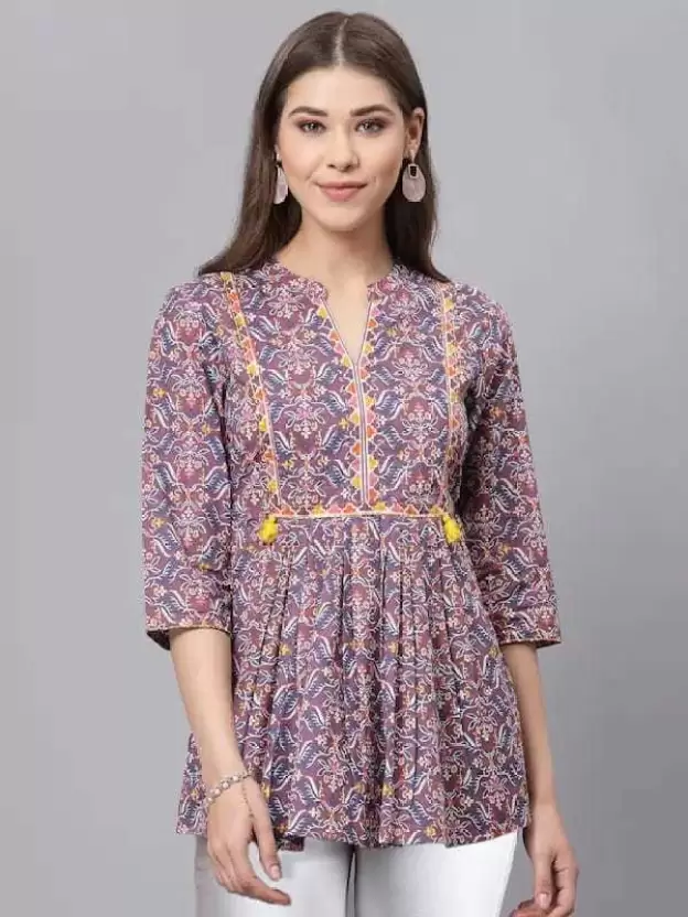 Women’s Cotton Printed Handwork Top - Image 5