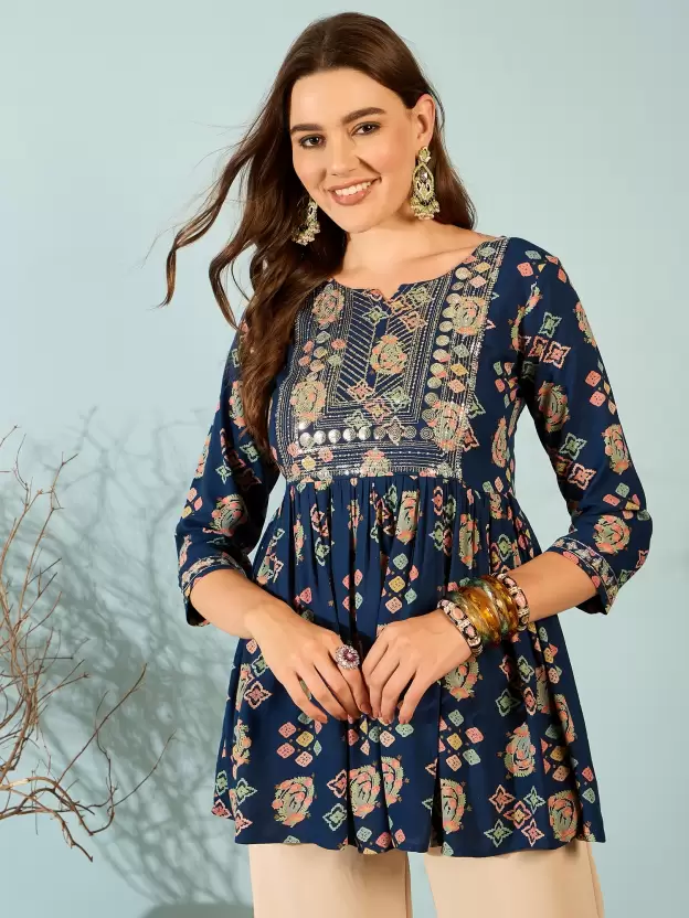 Women’s Rayon Printed Embroidered Top - Image 5