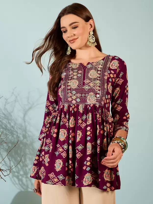 Women’s Rayon Printed Embroidered Top - Image 6