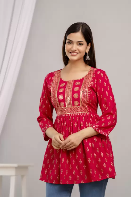 Women’s Rayon Printed Embroidered Top - Image 3