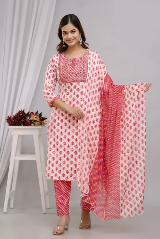Women's Cotton Printed Kurta Pant and Dupatta Set Fabric: Pure Cotton - Image 4