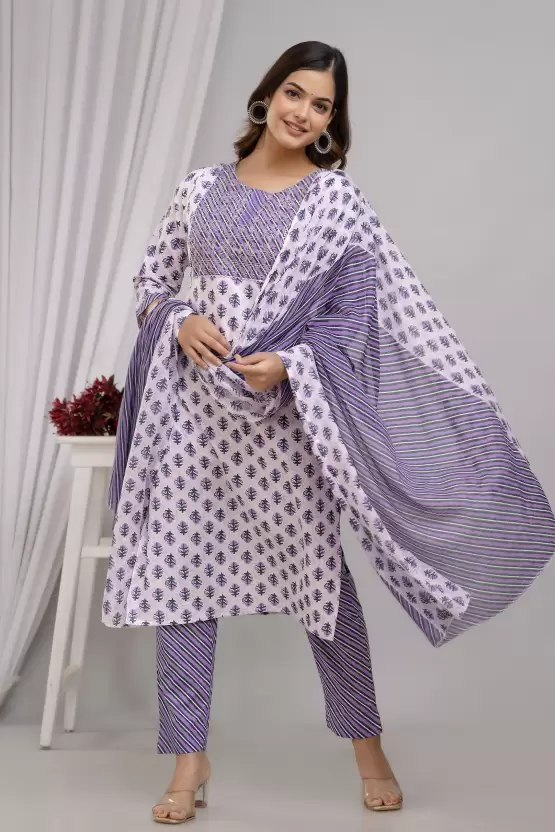 Women's Cotton Printed Kurta Pant and Dupatta Set Fabric: Pure Cotton - Image 5
