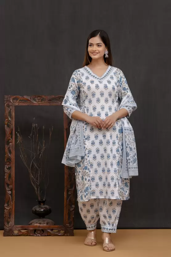 Women’s Cotton Printed Kurta Pant and Dupatta Set - Image 5