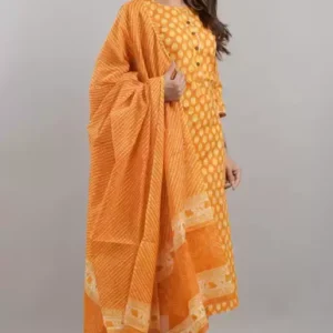 Women’s Cotton Printed Kurta Pant and Dupatta Set